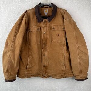 Carhartt 103194 Full Swing Tactor Jacket Mens 2XL Brown Duck Canvas Fleece Lined